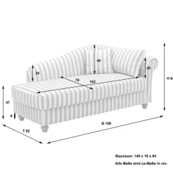 Chaiselongue mit Streifen in Weiß Braun - Adendro