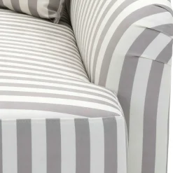 Chaiselongue mit Streifen in Weiß Braun - Adendro