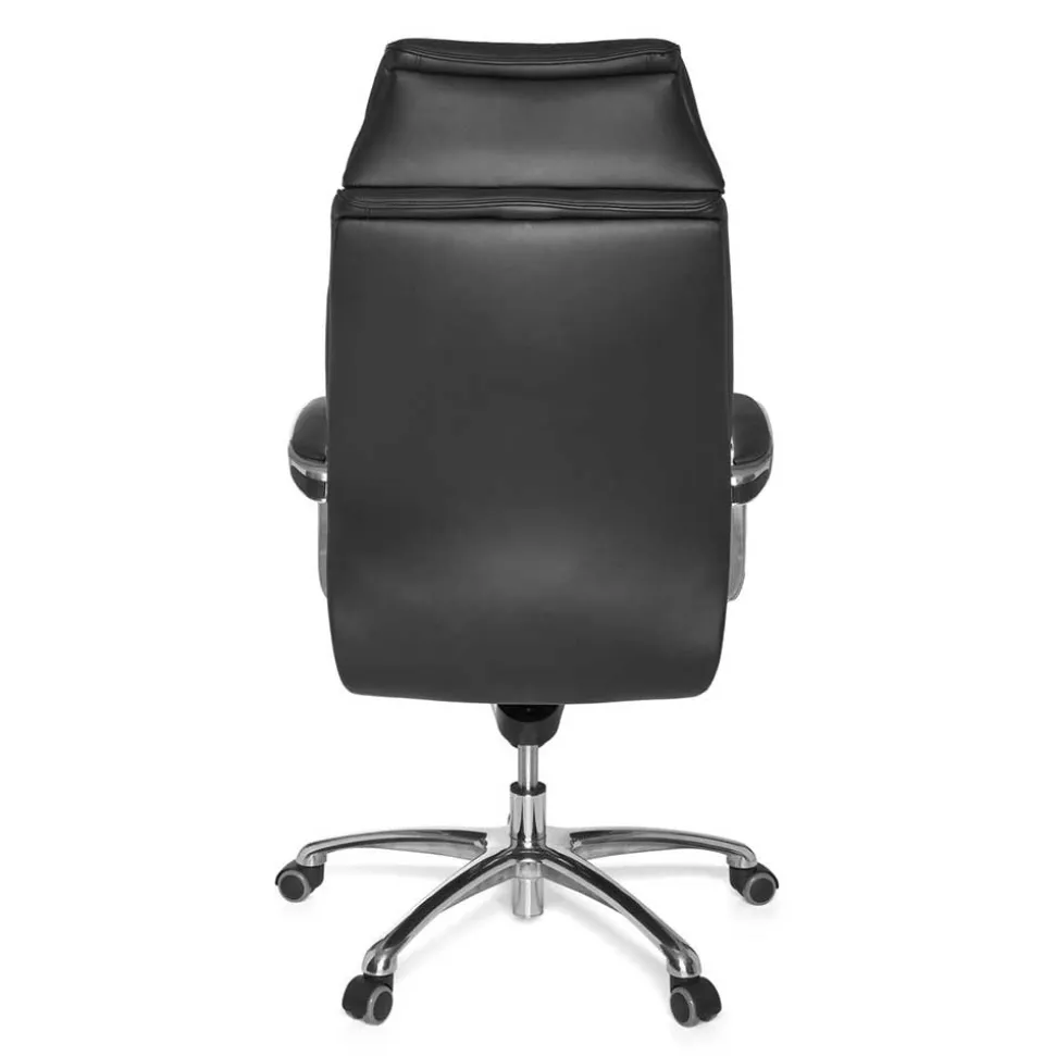 Chefsessel Schreibtischsessel aus Leder in Schwarz - Ekka