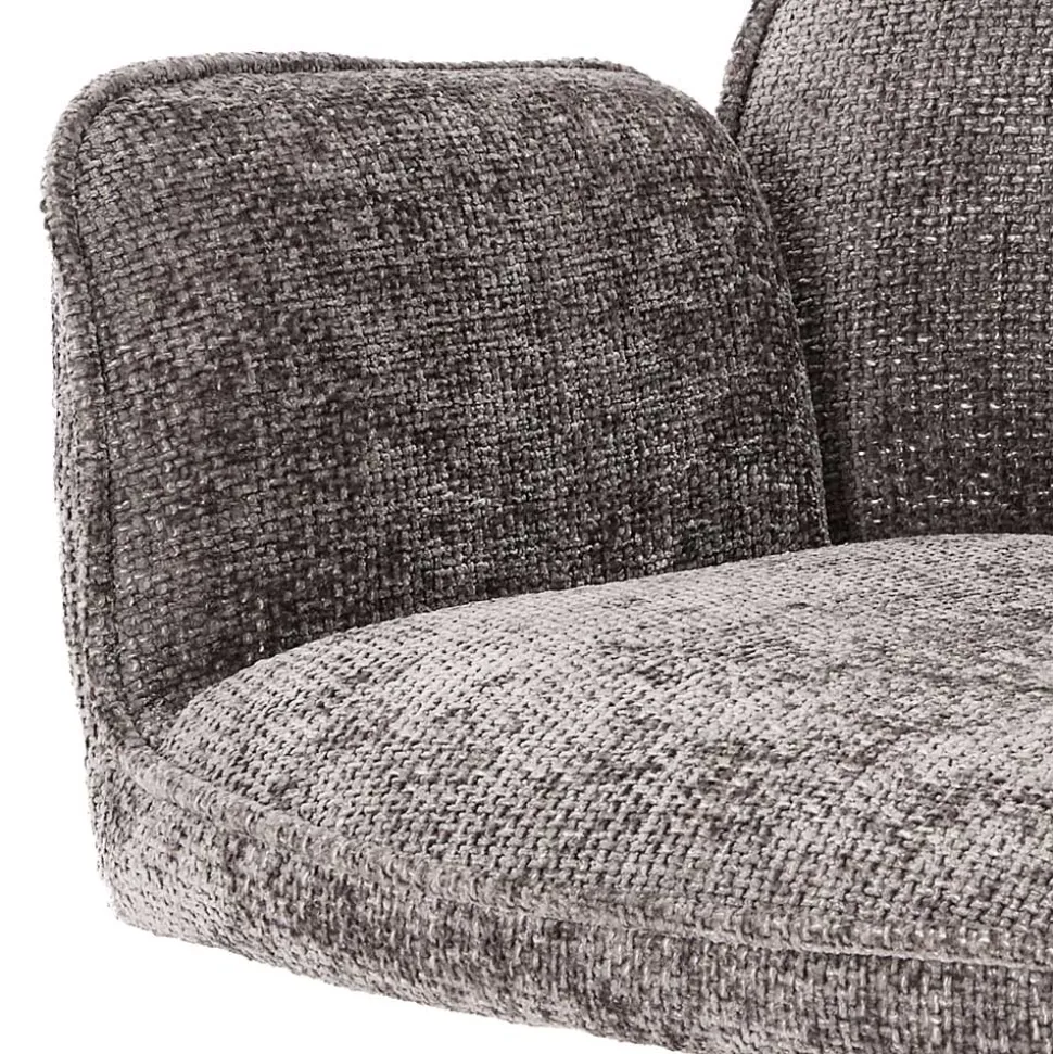 Chenille Armlehnenstühle in Anthrazit - Efate (2er Set)