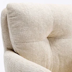 Chenille Armlehnenstuhl in Creme - Max (2er Set)