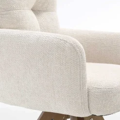 Chenille Armlehnenstuhl in Creme - Max (2er Set)