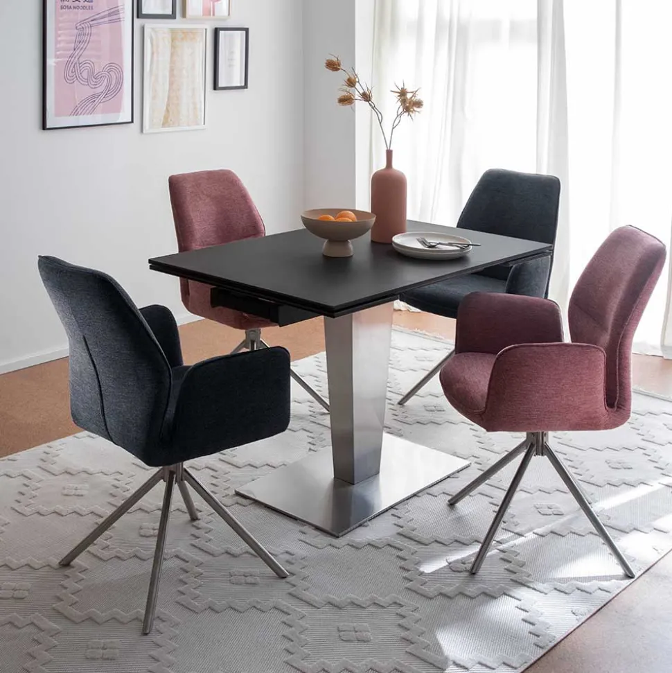 Chenille Drehstühle in Altrosa - Veron (2er Set)