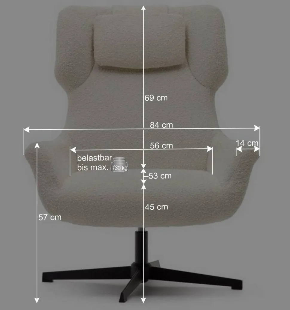 Chenille Loungesessel drehbar - Marocana