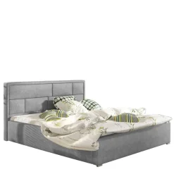 Chenille Polsterbett in Hellgrau - Mazira
