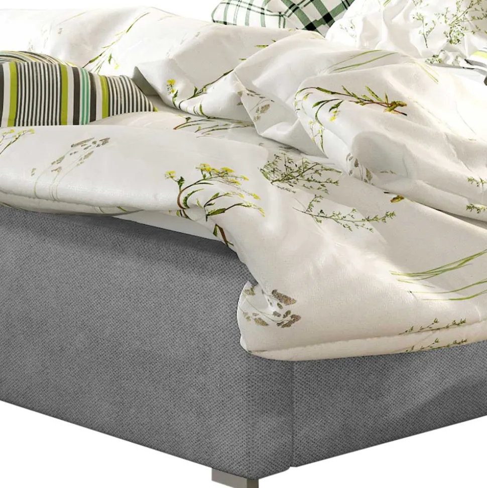 Chenille Polsterbett in Hellgrau - Mazira