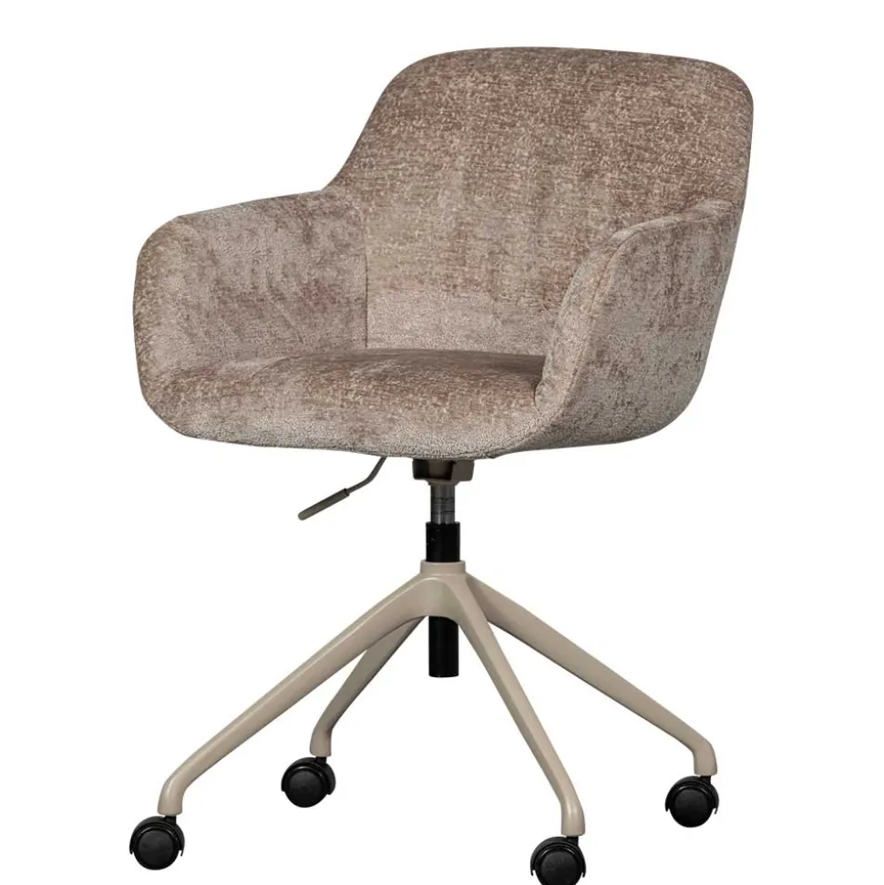 Chenille Schreibtischstuhl in Taupe - Vorius