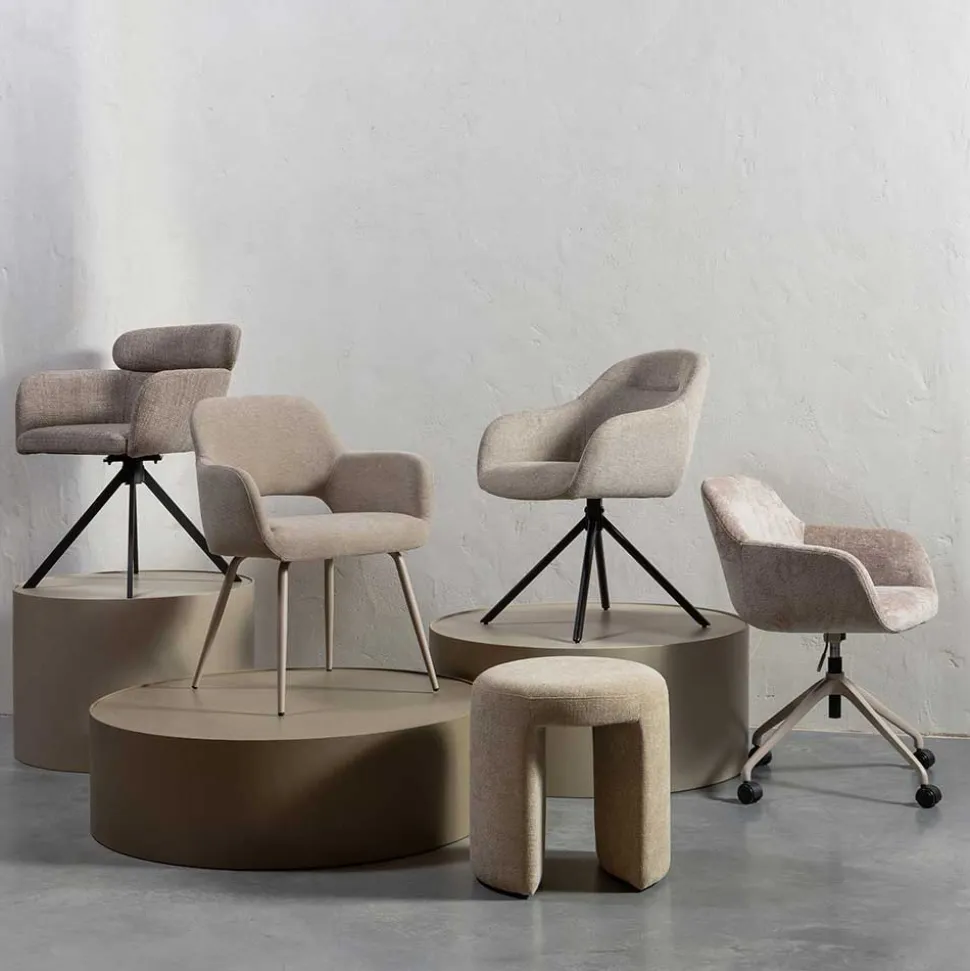 Chenille Schreibtischstuhl in Taupe - Vorius