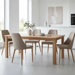 Chenille Stühle in Hellbraun - Hairos (6er Set)