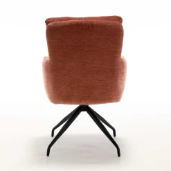 Chenille-Armlehnenstuhl in Kupfer Rotbraun - Medeos (2er Set)