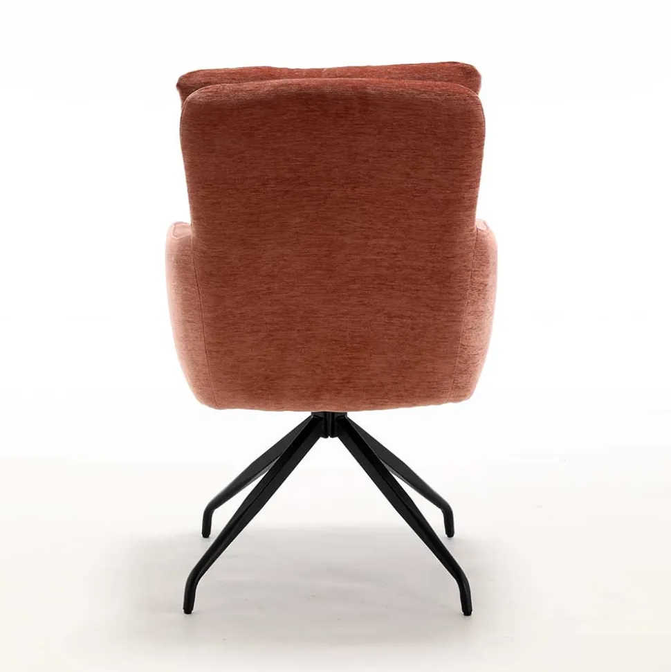 Chenille-Armlehnenstuhl in Kupfer Rotbraun - Medeos (2er Set)