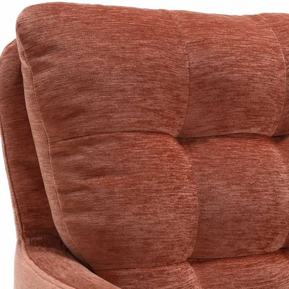 Chenille-Armlehnenstuhl in Kupfer Rotbraun - Medeos (2er Set)
