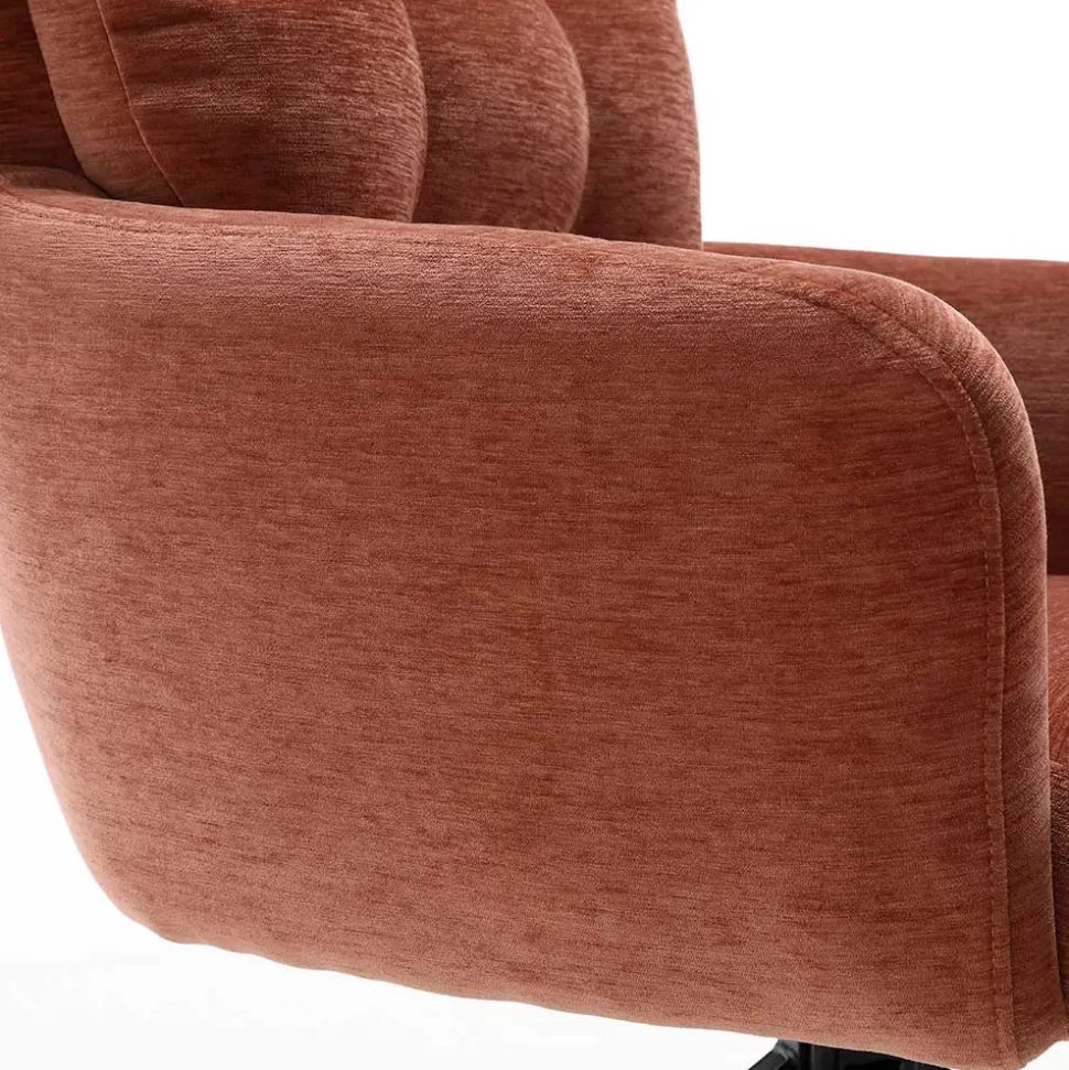 Chenille-Armlehnenstuhl in Kupfer Rotbraun - Medeos (2er Set)