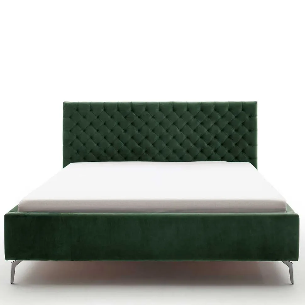 Chesterfield Bett in Dunkelgrün Samt - Jesafina