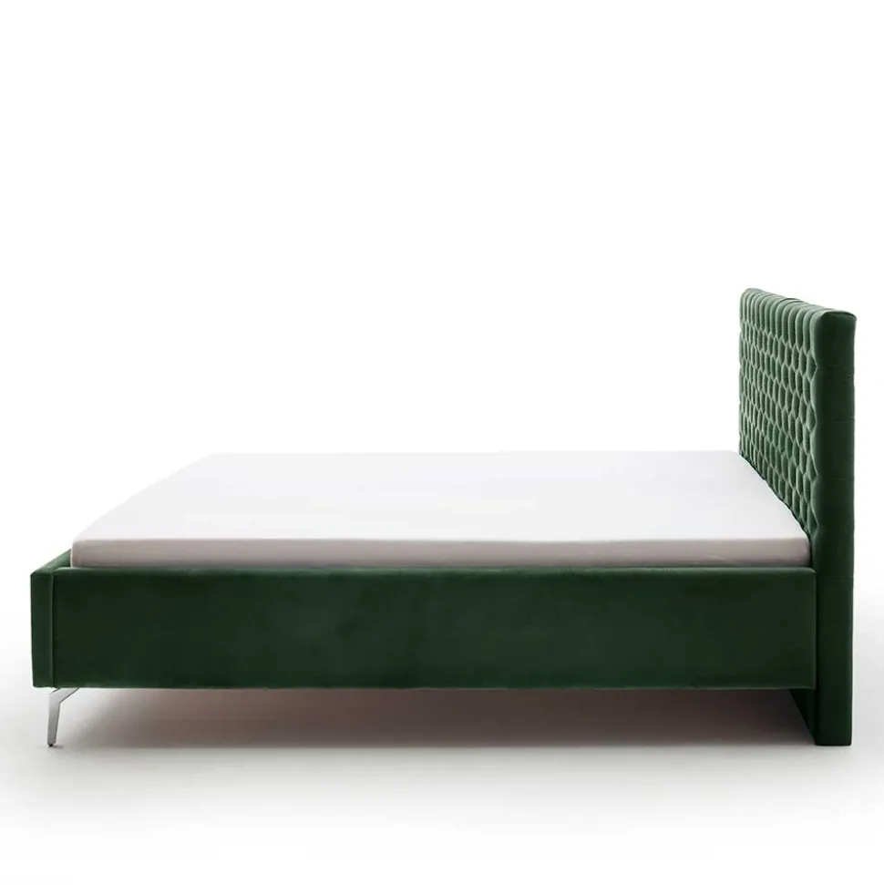 Chesterfield Bett in Dunkelgrün Samt - Jesafina