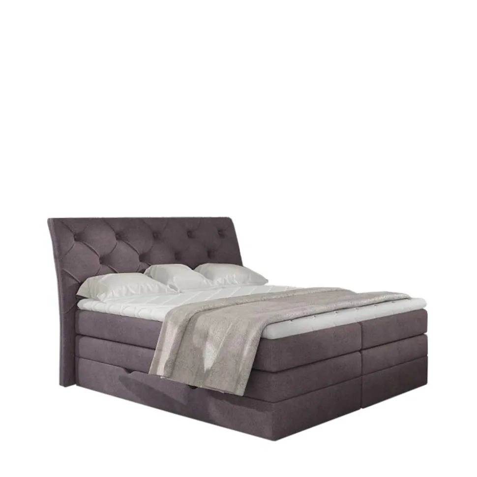 Chesterfield Boxspringbett in Mauve Samt - Zoalin
