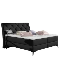 Chesterfield Komplettbett in Schwarz - Silvaria