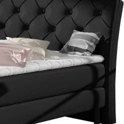 Chesterfield Komplettbett in Schwarz - Silvaria