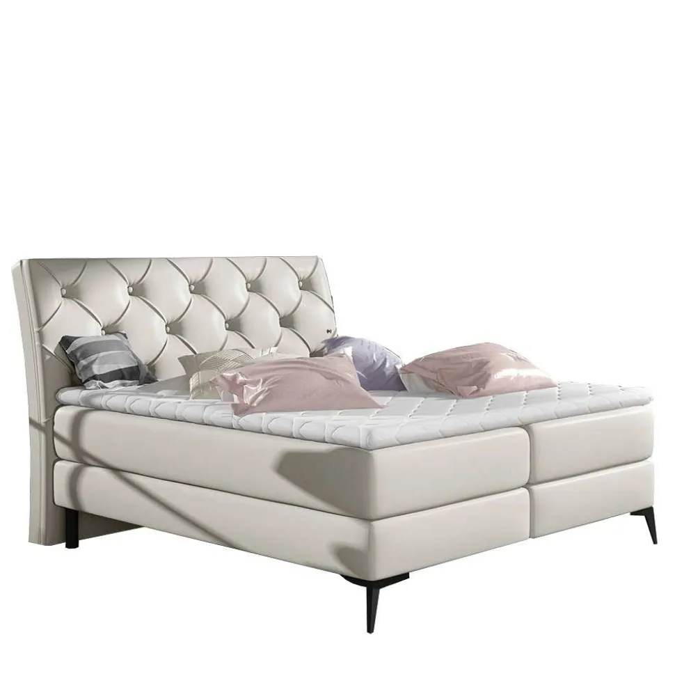 Chesterfield Kunstlederbett in Creme - Micerdo