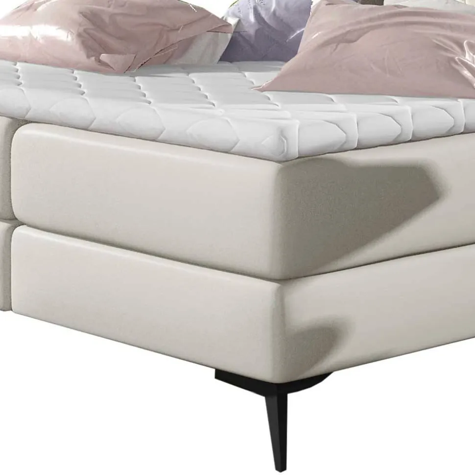 Chesterfield Kunstlederbett in Creme - Micerdo