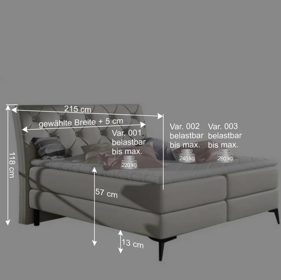 Chesterfield Kunstlederbett in Creme - Micerdo