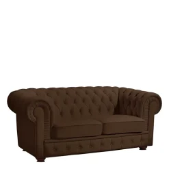 Chesterfield Kunstledercouch in Braun - Cementa