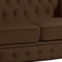 Chesterfield Kunstledercouch in Braun - Cementa