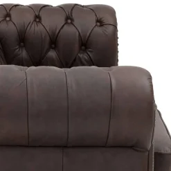 Chesterfield Leder-Dreisitzer in Braun - Pluna