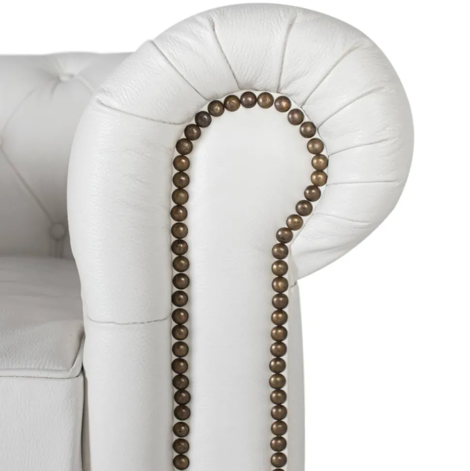 Chesterfield Ledersessel in Weiß - Pavias
