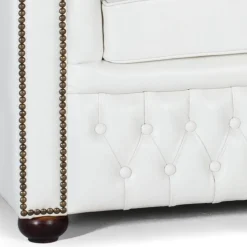 Chesterfield Ledersofa in Weiß - Pavias