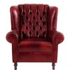 Chesterfield Ohrensessel in Dunkelrot Leder - Guantama