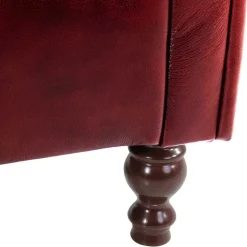 Chesterfield Ohrensessel in Dunkelrot Leder - Guantama