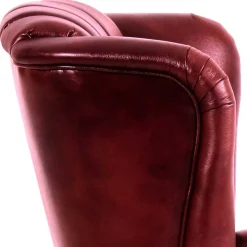 Chesterfield Ohrensessel in Dunkelrot Leder - Guantama