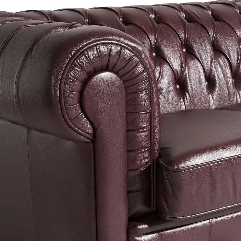 Chesterfield Polstergarnitur aus Leder - Geoloro (dreiteilig)
