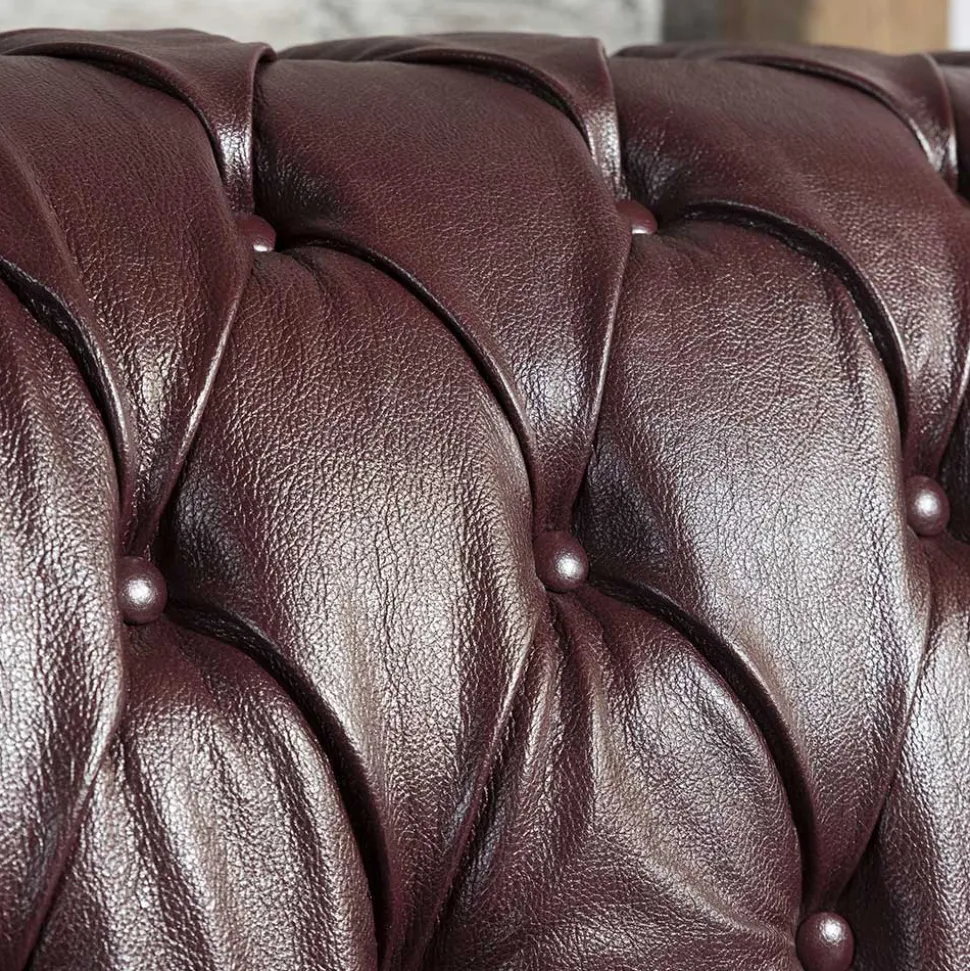 Chesterfield Polstergarnitur aus Leder - Geoloro (dreiteilig)