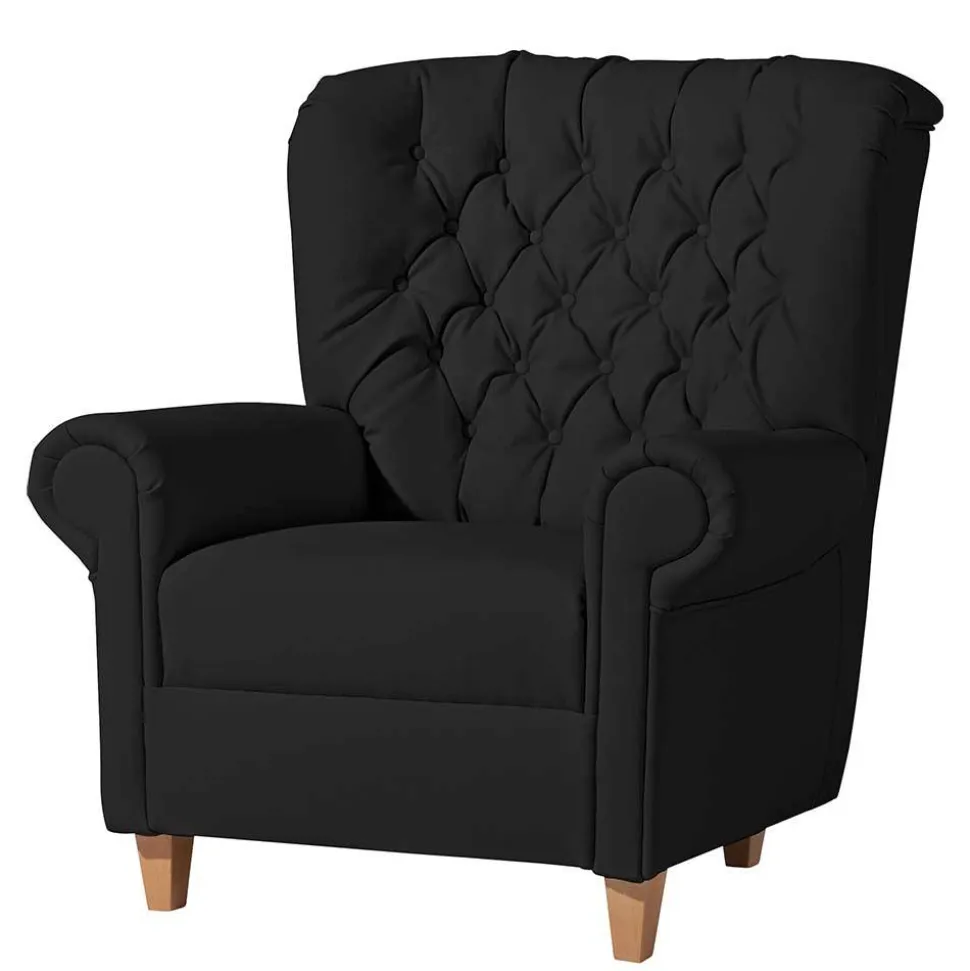 Chesterfield Polstersessel in Schwarz Kunstleder - Centurion