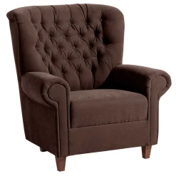 Chesterfield Sessel aus braunem Velours - Potriwa