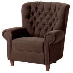 Chesterfield Sessel aus braunem Velours - Potriwa