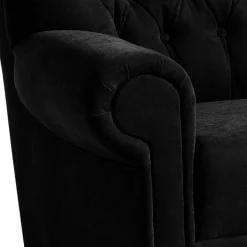 Chesterfield Sessel aus schwarzem Velours - Nikolas