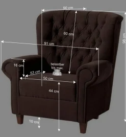 Chesterfield Sessel aus schwarzem Velours - Nikolas