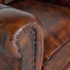 Chesterfield Sessel in Braun Lederbezug - Pavias