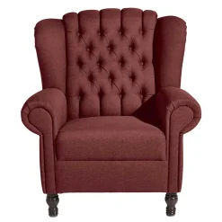 Chesterfield Sessel in Rot und Nussbaum - Giaz