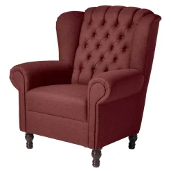 Chesterfield Sessel in Rot und Nussbaum - Giaz