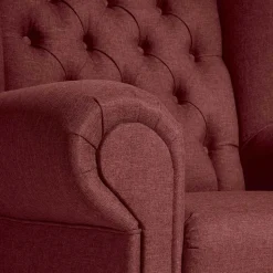 Chesterfield Sessel in Rot und Nussbaum - Giaz