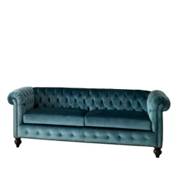 Chesterfield Sofa aus Samt in Petrol - Maduera