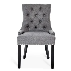 Chesterfield Stuhl in Grau meliert und Schwarz - Menton