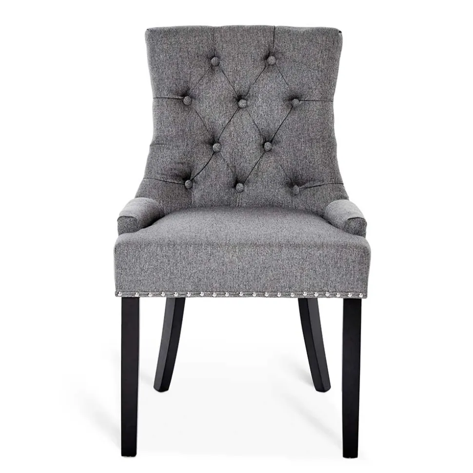 Chesterfield Stuhl in Grau meliert und Schwarz - Menton