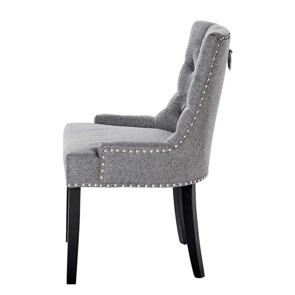 Chesterfield Stuhl in Grau meliert und Schwarz - Menton