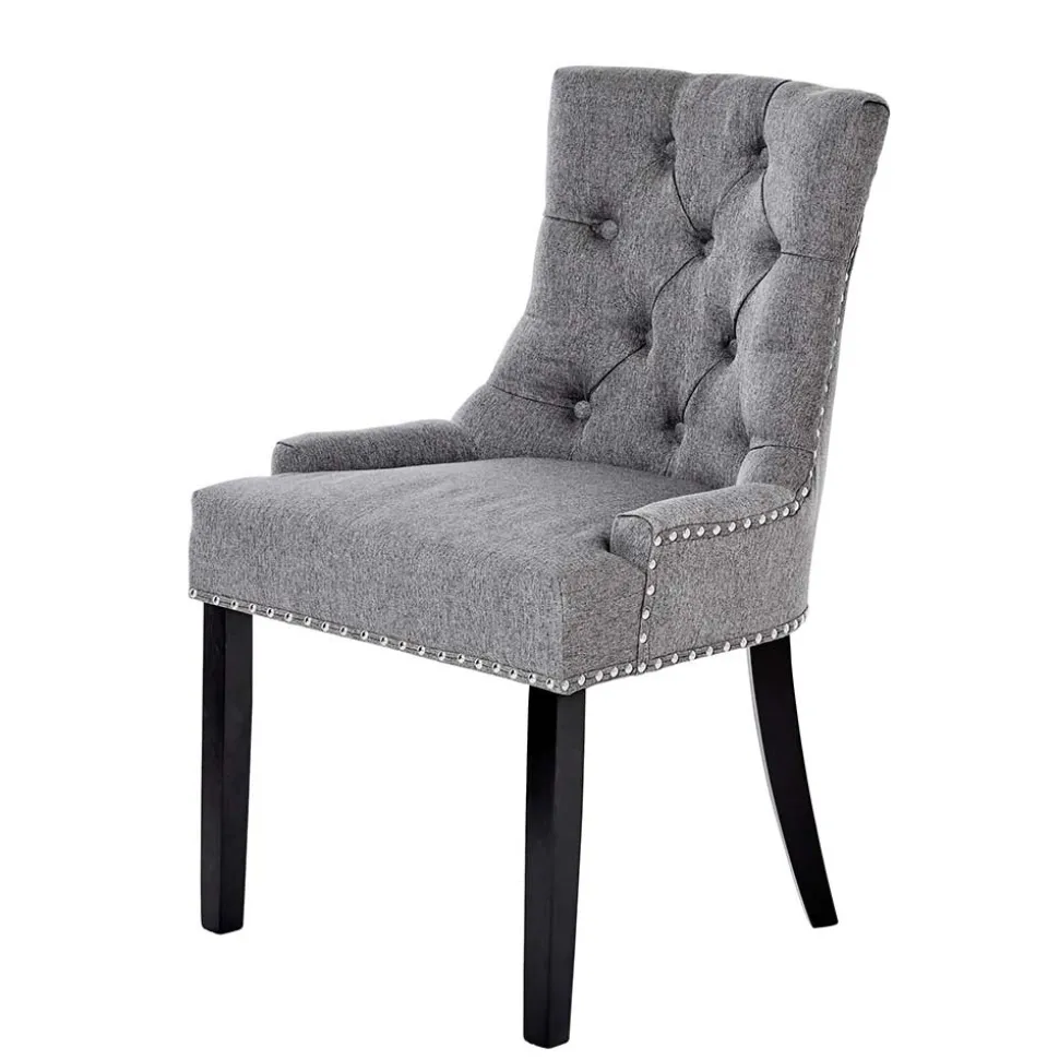 Chesterfield Stuhl in Grau meliert und Schwarz - Menton