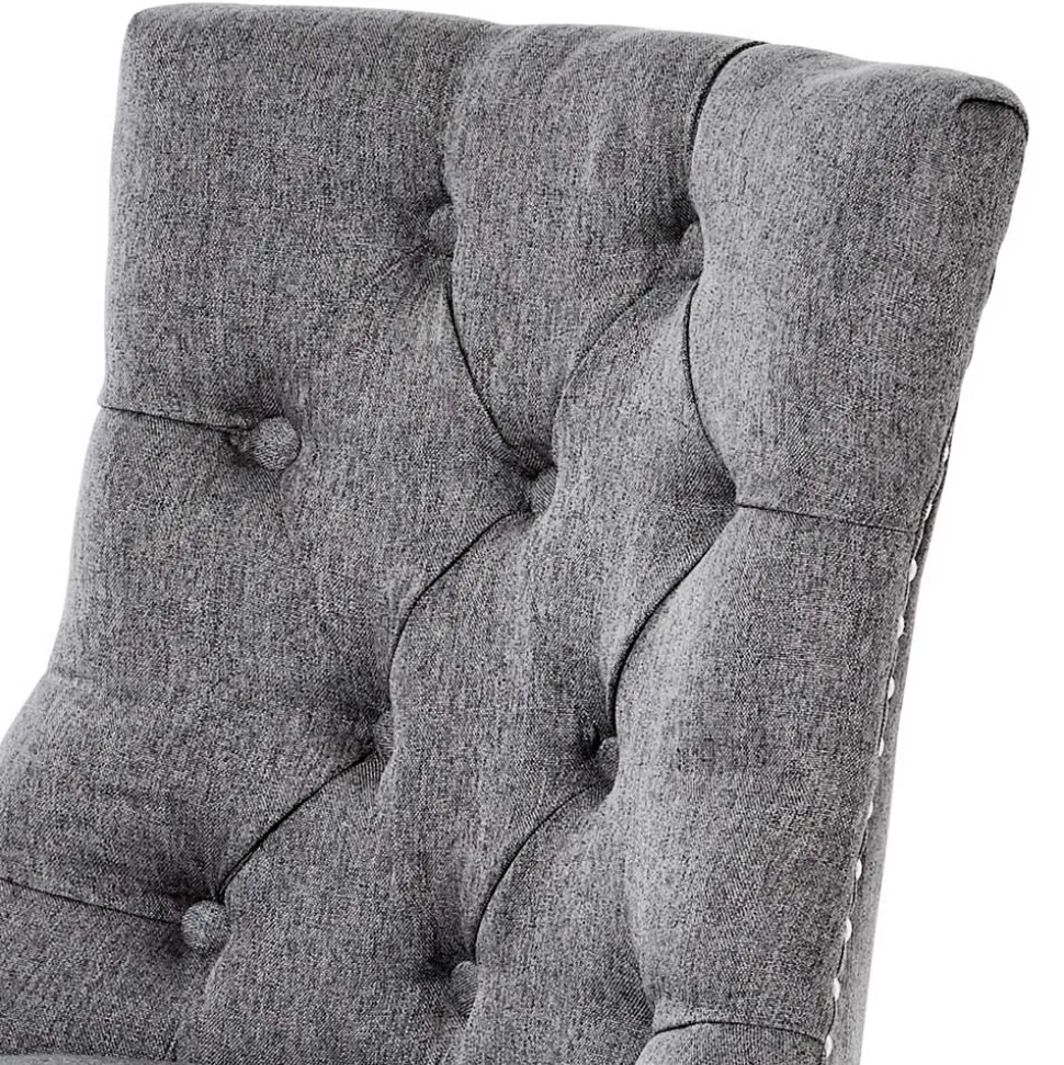 Chesterfield Stuhl in Grau meliert und Schwarz - Menton